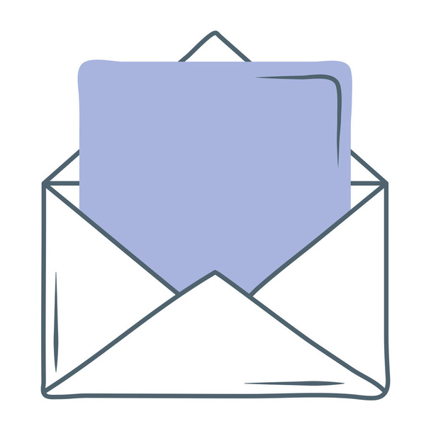 envelope with letter over white - Vector, imagen