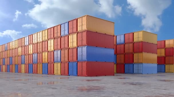 heap of containers at container port - Filmati, video