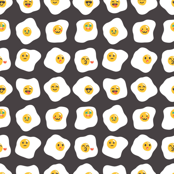 Fried egg emoji seamless pattern Gift Wrap wallpaper background - Vetor, Imagem