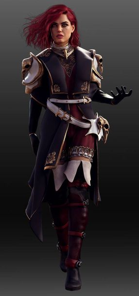 Steampunk Woman Pirate with Red Hair in Uniform - Photo, Image
