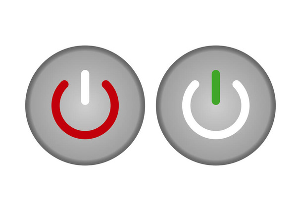 On and off binary button icons in red, green and gray - Vektor, kép