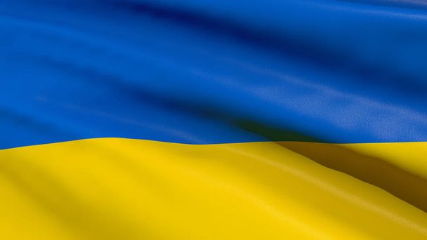 waving flag of Ukraine. 3d render. - Foto, Bild