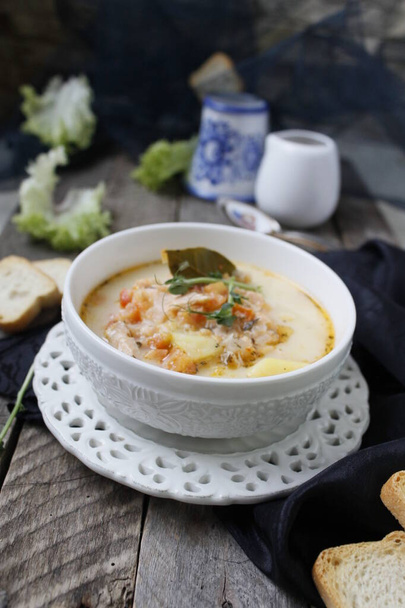 norwegian creamy fish soup - Photo, Image