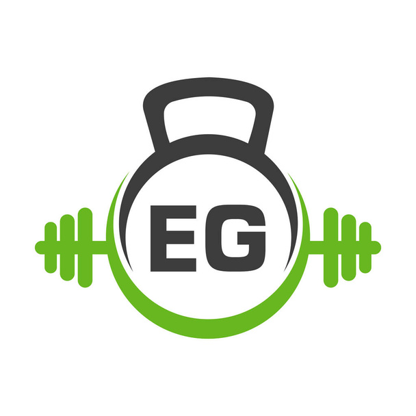 Letter EG Fitness Gym Logo Concept. Fitness Logo Symbol Vector Template - Вектор,изображение