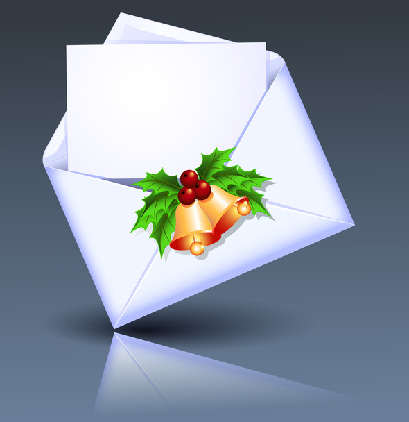 Open envelope with golden bells - Вектор,изображение