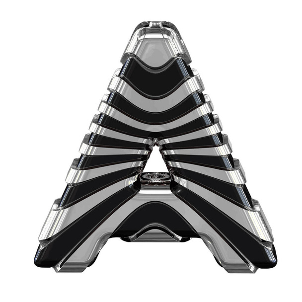 Black symbol with silver straps. 3d letter a - Вектор,изображение