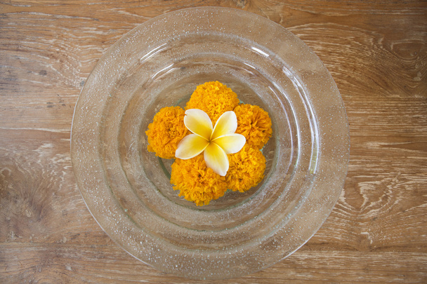 цветы в стеклянной тарелке
 - Фото, изображение