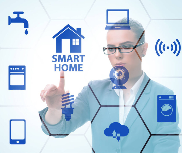 The smart home concept with woman - Photo, Image