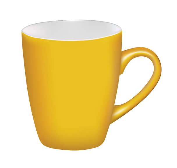 Yellow tea cup on white background vector - Vecteur, image