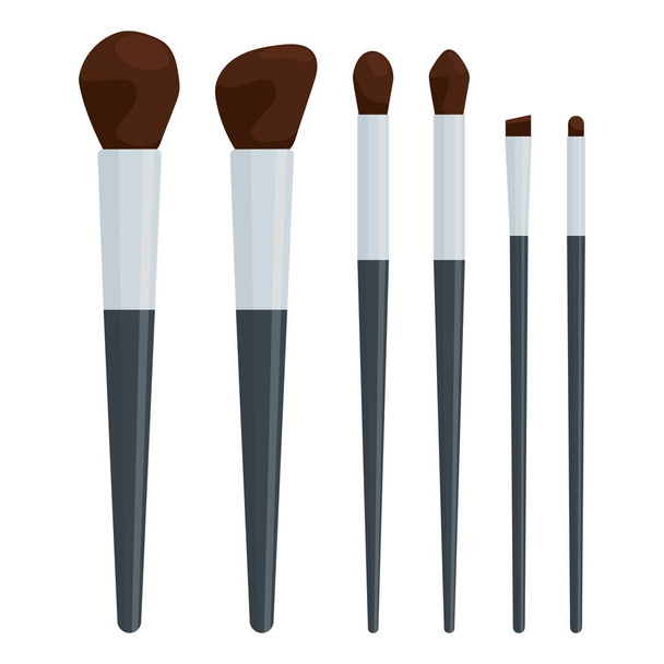 Makeup brush set flat vector illustration - Vektör, Görsel