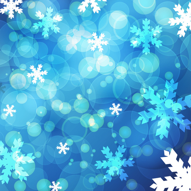 Abstract blurred lights and snowflakes background. Vector illust - Vektor, Bild