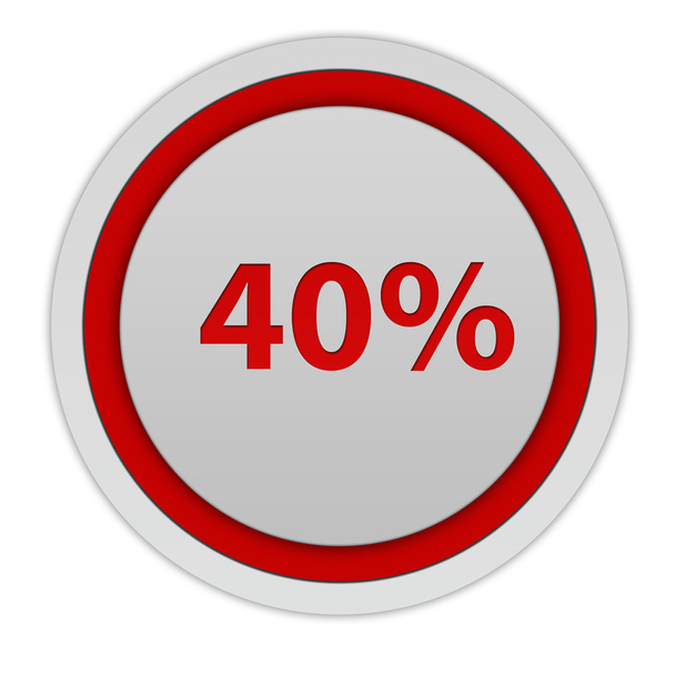 vierzig Prozent kreisförmiges Symbol auf weißem Hintergrund - Foto, Bild