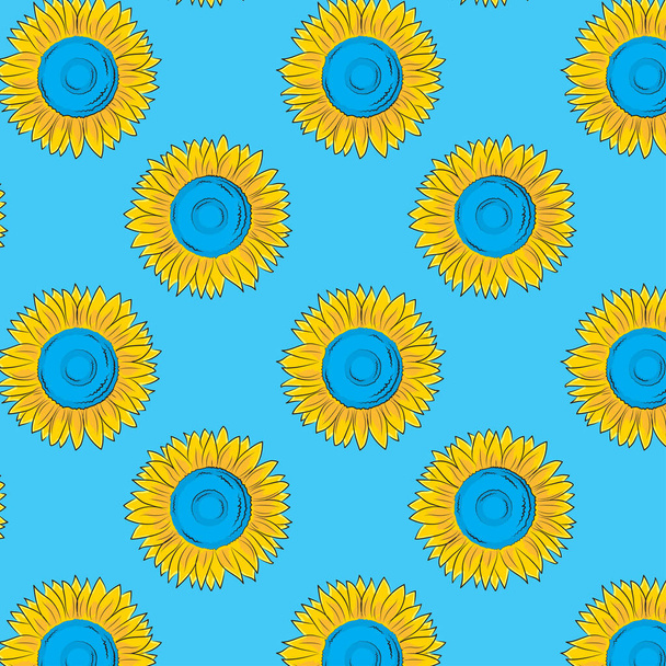 sunflower pattern support for Ukraine - Vektor, Bild