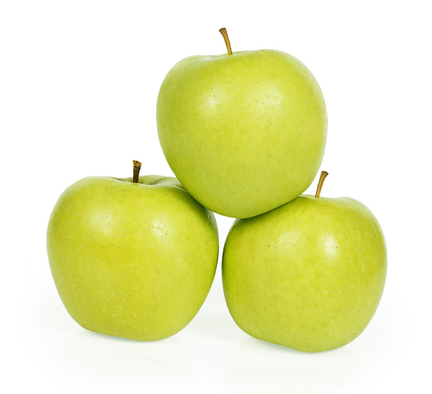 drie rijpe groene appels - Foto, afbeelding