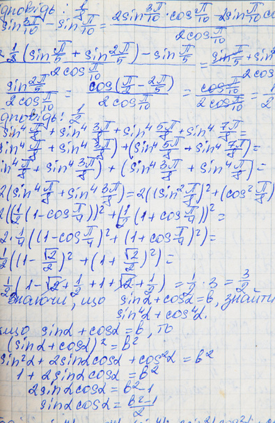 Squared paper with mathematical formulas - Photo, Image