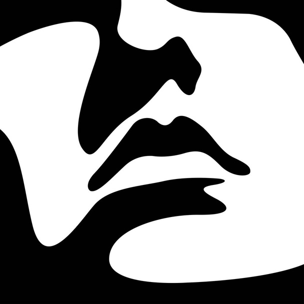 vector black and white light and shadow isolated illustration. part of a beautiful female face, female lips shaped by shadow. useful for poster, logo, print, web, graphic design, lipstick, lip shading - Vettoriali, immagini