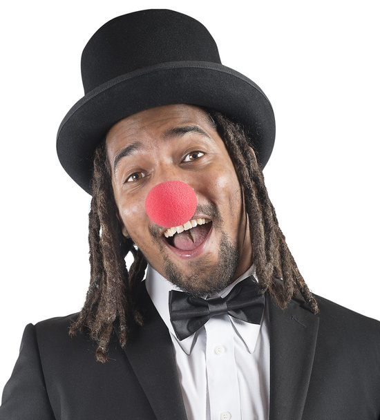 Eleganter Clown mit roter Nase - Foto, Bild