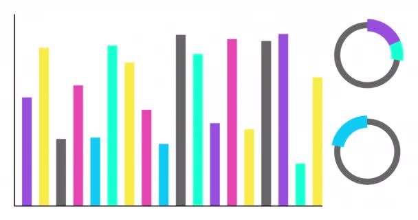 Σύνολο κινούμενων γραφικών πληροφοριών. Κινούμενα σχέδια δύο διαφορετικών διαγραμμάτων και γραφημάτων σε έντονο χρώμα που απομονώνονται σε λευκό φόντο. Υψηλής ποιότητας υλικό 4k resoluton - Πλάνα, βίντεο