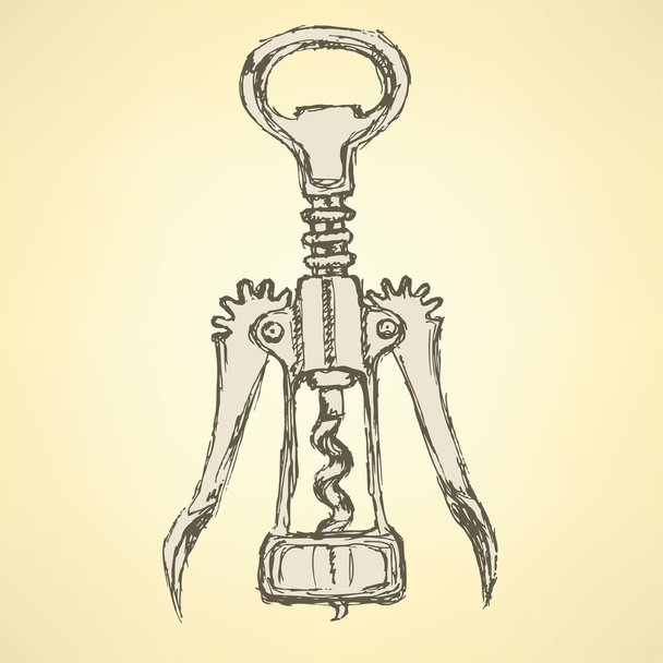 Sketch cute corkscrew in vintage style - Wektor, obraz