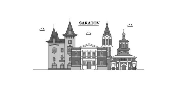 Russia, Saratov city isolated skyline vector illustration, travel landmark - Vector, Image