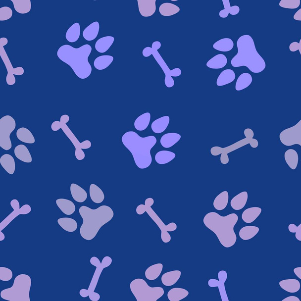 Cartoon doodle animals seamless dogs footprints and bones pattern for clothes print and kids accessories and notebooks and fabrics and wrapping shop paper. High quality illustration - Zdjęcie, obraz