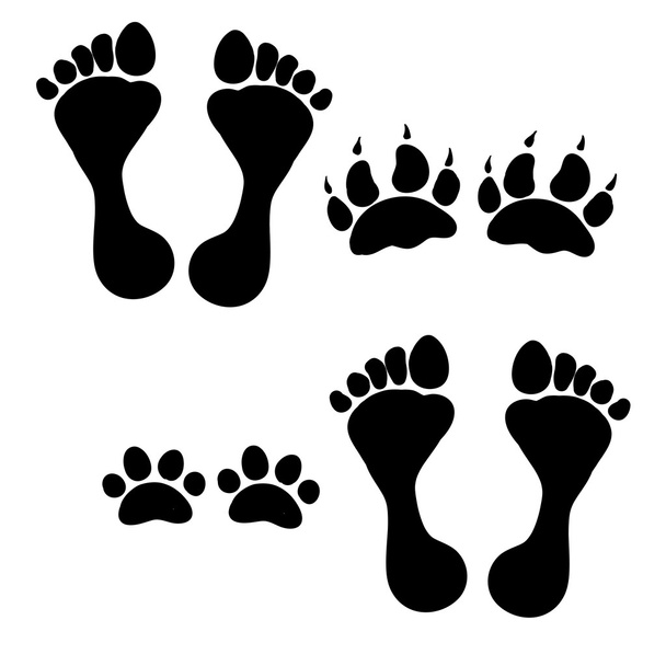People and pets footsteps - Vector, Image