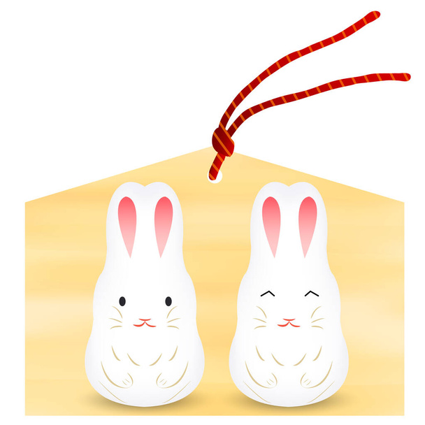 Rabbit New Year's card zodiac icon - Vecteur, image