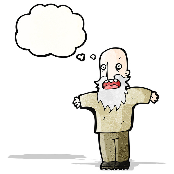 cartoon old man with thought bubble - Vector, Image