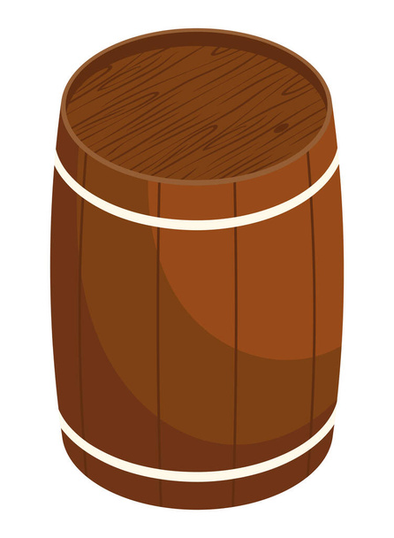 isometric wooden barrel container icon - Vektör, Görsel