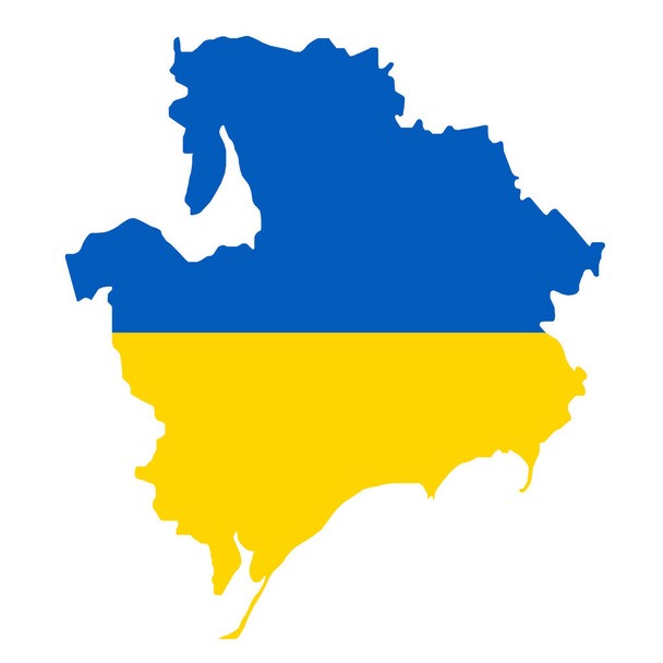 Zaporizhia region (Ukraine) map vector illustration, contour,Ukraine flag vector drawing, color yellow and blue flat style City of Zaporizhzhia, Zaporozhye, Alexandrovsk or Zaporizhzhya map - Wektor, obraz