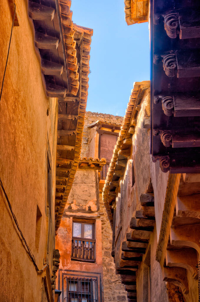ALBARRACIN, SPAIN - JUNE 2019: Historical center in sunny weather, HDR image - Fotografie, Obrázek