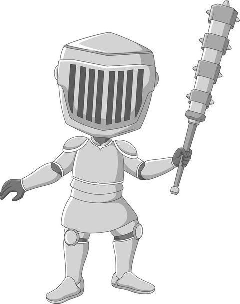 Vector illustration of Cartoon knight holding a weapon - Vector, imagen