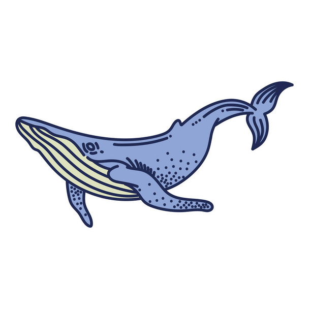 whale sealife retro style icon - Vector, imagen