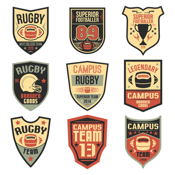 Campus rugby team emblems  - Vector, Image