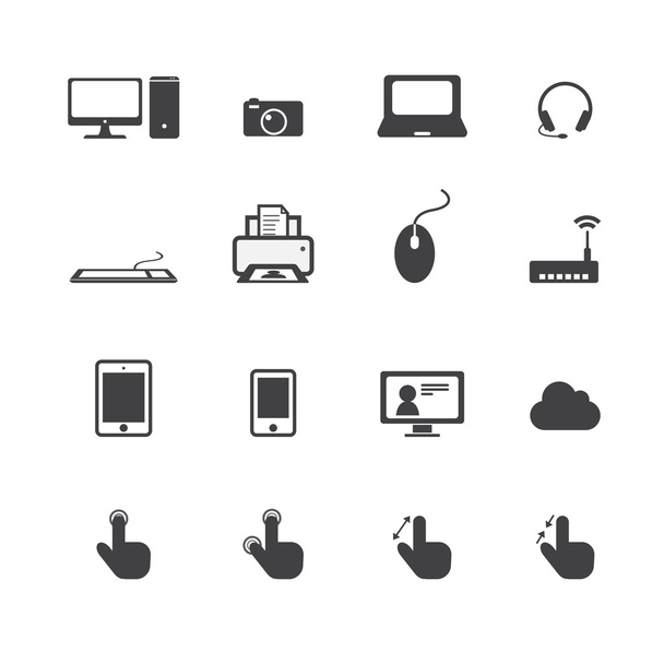 Iconos de ordenador y teléfono
 - Vector, Imagen