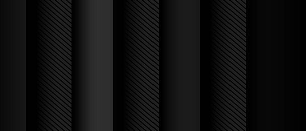 Dark background with black overlap layers. Modern abstract vector texture. - Vetor, Imagem