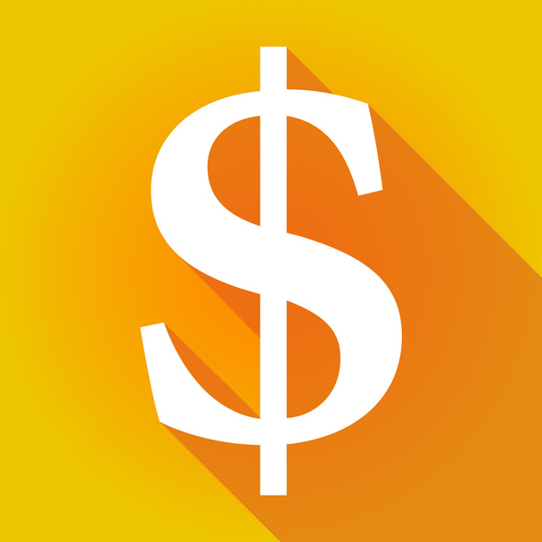 Dlouhý stín ikona se symbolem měny - Vektor, obrázek