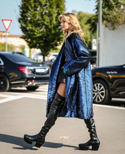 MILAN, Italy- September 24 2021: Xenia Adonts on the street in Milan. - Photo, Image