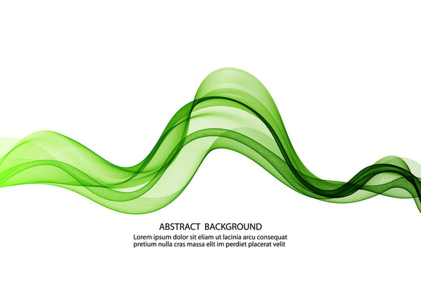 Smooth transparent horizontal green wave design on white background - Вектор, зображення