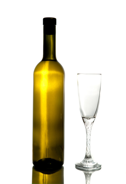 Bottle with wine and glass - Фото, изображение