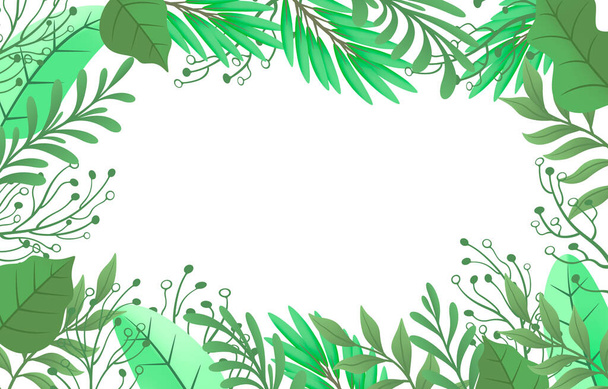 Cover nature botanical, banner green border, beautiful art forest, Vector illustration - Διάνυσμα, εικόνα