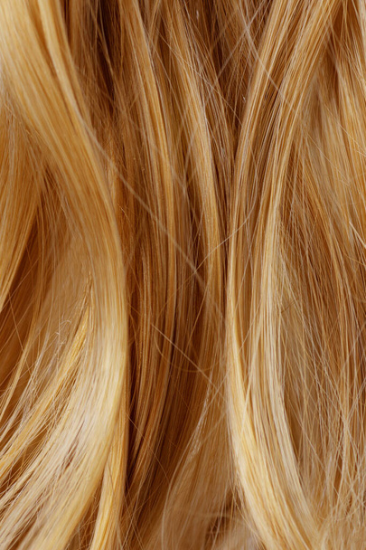 Red curly hair texture closeup. Red hair background. - Fotoğraf, Görsel