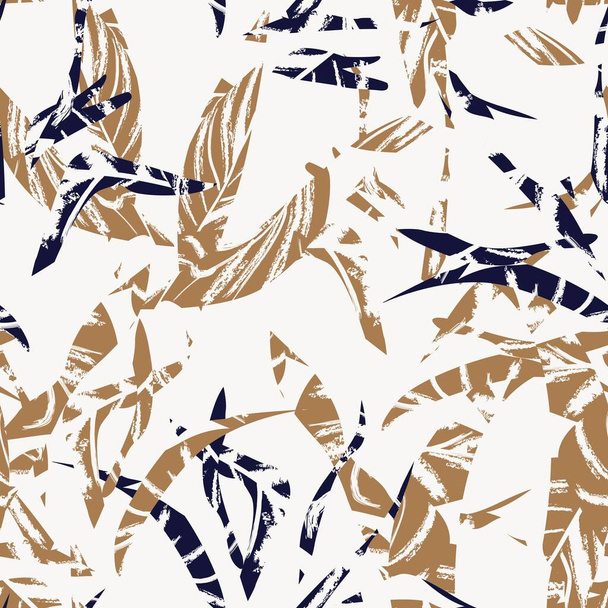 Brushstroke Tropical Leaf seamless pattern design for fashion textiles, graphics and crafts - Vector, Imagen