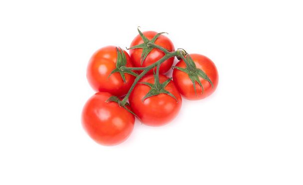 Fresh red cherry tomato cluster organic food isolated on white. - Фото, изображение