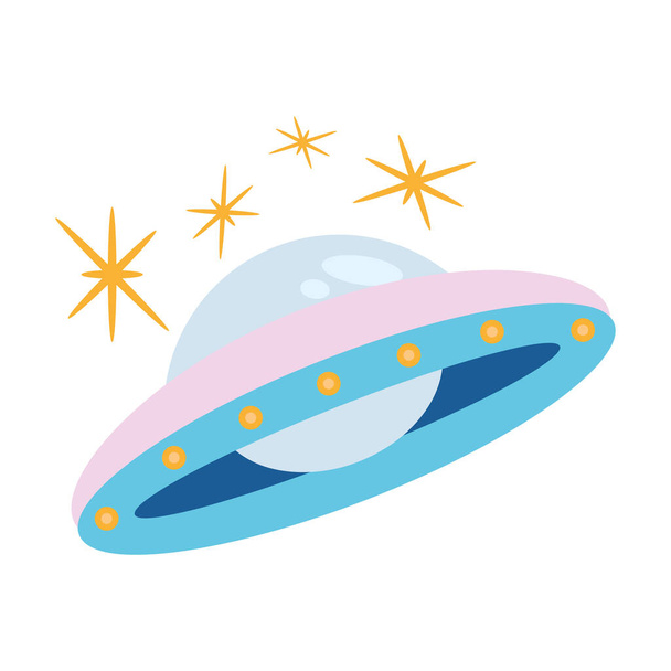 ufo flying space outer icon - Vector, Image