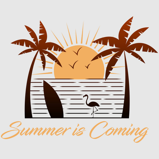 Summer is coming. Summer theme illustration - Vektör, Görsel
