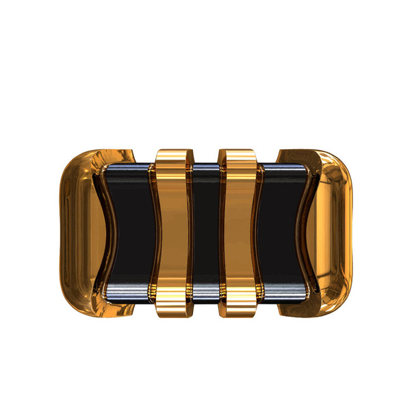 Black 3d symbol with gold vertical straps - Vetor, Imagem