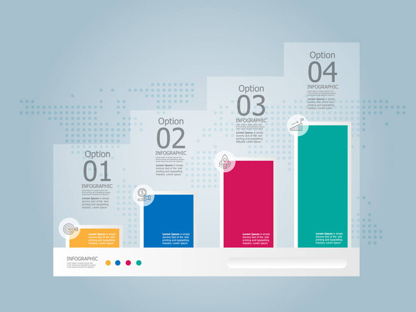 abstract steps infographic presentation report element background with business icon 4 options vector illustration - Vetor, Imagem