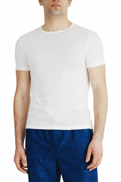men's white t-shirts mockup. Design template.mockup copy space - Foto, imagen
