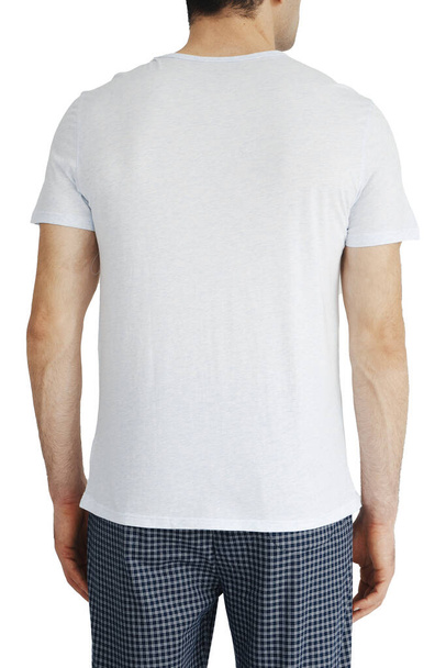 men's white t-shirts mockup. Design template.mockup copy space - Fotografie, Obrázek
